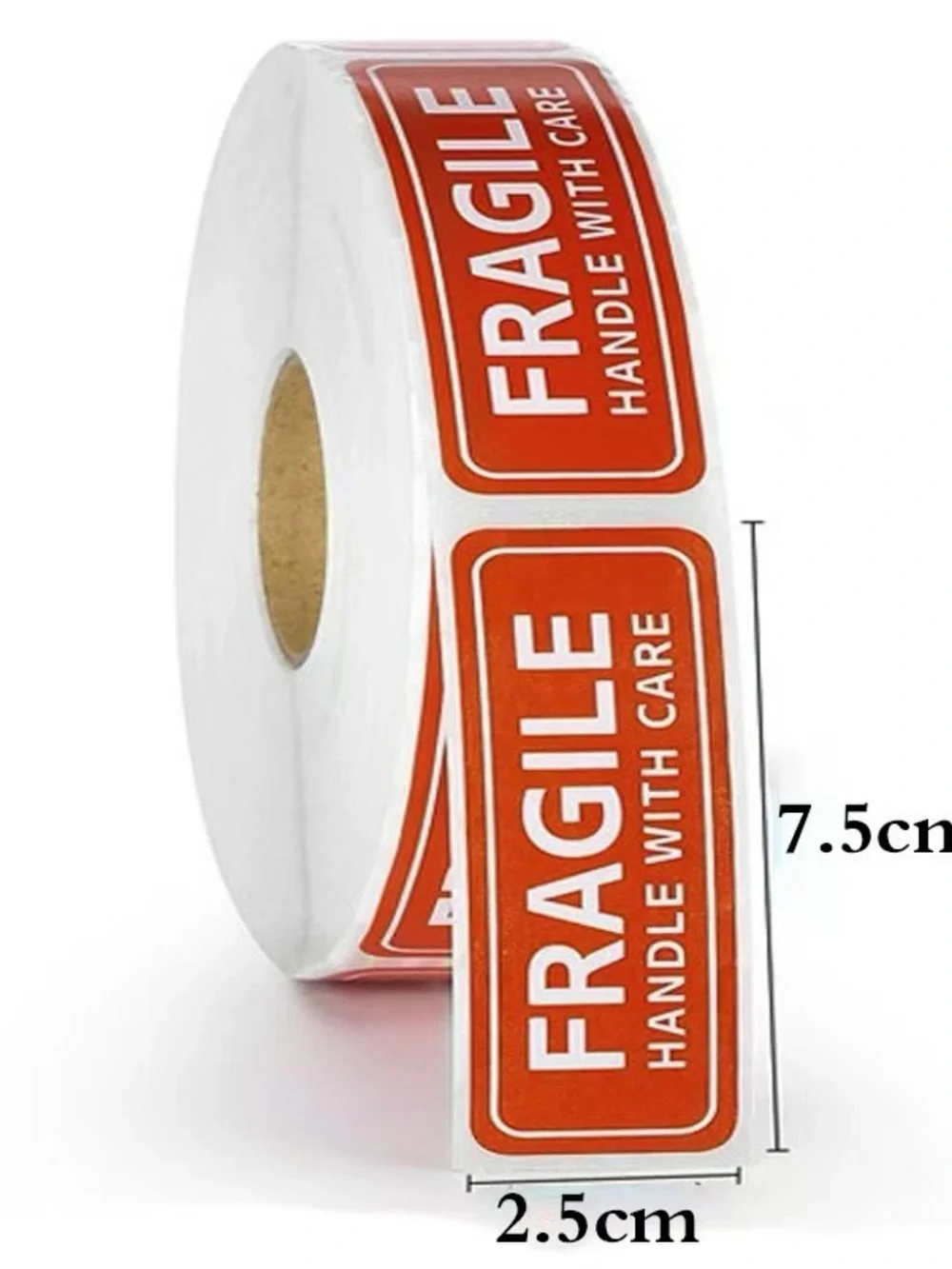 Fragile Handle With Care Warning Labels Roll - Red